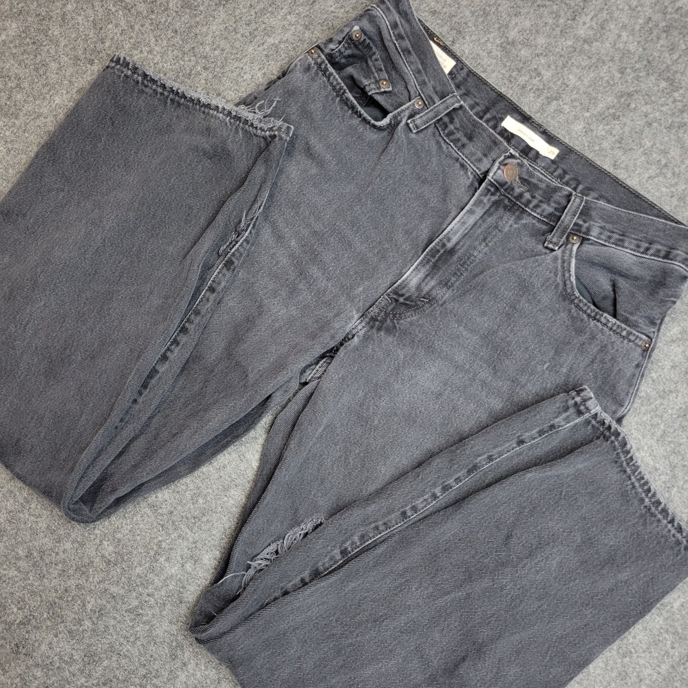 Levis Jeans Womens 29 Gray Denim Baggy Dad Distressed Straight Leg Streetwear
